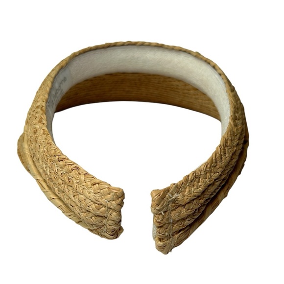 Liz Claiborne Open Visor Woven Straw Sun Visor Natural Braided Hat Beach Garden - Picture 7 of 13